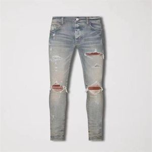 Men's Jeans Cool Rips Stretch Designer Jeans Distressed Ripped Biker Slim Fit Washed Motorcycle Denim Men s Hip Hop Fashion M262G