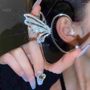 Orecchini posteriori Polsini a farfalla in cristallo e materiale in lega Design semplice Clip per orecchie monopezzo senza fori