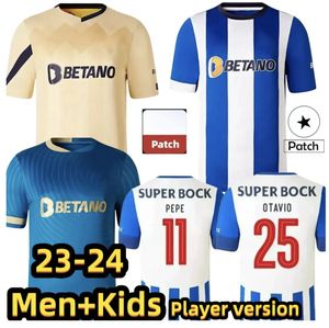23 24 Porto Futbol Kulübü Jersey Campeoes Pepe Sergio Oliveira Mehdi Luis Diaz Matheus Eğitim Hayranları Oyuncu Edition 2023 2024 Erkek Çocuk Futbol Jersey Kiti