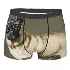 Underpants Glasses Dog Hipster Pug Man's Boxer Briefs Animal Highly Breathable High Quality Birthday Gifts