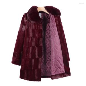 Cappotto in velluto di visone imitazione pelliccia di media lunghezza da donna per donna Abbigliamento autunno e inverno Mamma di mezza età più giacca in cotone Capispalla