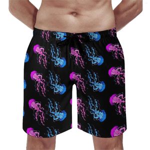 Мужские шорты, летние спортивные штаны, спортивная одежда, красочный принт с медузами, пляжные классические быстросохнущие плавки, большие размеры