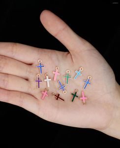 Charms Cottvo30Pcs/Lot DIY Bracelet Necklace Parts Religious Faith Mix Color Mini Tiny Cross Jewelry Making Accessories