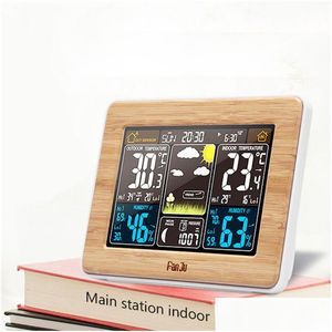 Andra klockor tillbehör professionella hem digital väckarklocka trådlös väderstation inomhus utomhus temperatur fuktighet vägg bar dhkhi