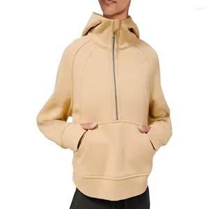 Women's Hoodies Cropped Women Zipper Sweatshirt Crop Top Long Sleeve Solid Color Pockets Hoodie Stand Collar Sweatshirts