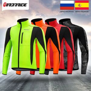 Radfahren Jacken Ankunft Ironride Winter Radfahren Jacke Für Männer Frauen Fleece Thermische Reflektierende MTB Mantel Fahrrad Winddichte Jacke Windjacke 231013