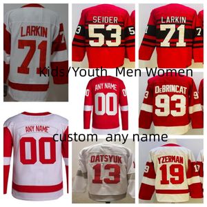 Personalizado Juventude Bob Probert Hóquei Jersey Dylan Larkin Homens Crianças Mulheres Pavel Datsyuk 53 Moritz Sergei Raymond Gordie Howe Tyler Bertuzzi Reverse Wings Jerseys Qualquer Nome