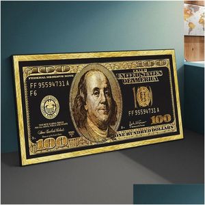 Gemälde Golden Dollar Inspirierende Leinwandkunst Poster und Drucke Sier Money On The Wall Bild für Wohnzimmer Drop Delivery Hom Dhu3A