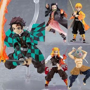 Finger Toys 14cm Figma #498-DX Kimetsu No Yaiba Anime Figure Tanjiro Kamado Demon Slayer Action Figur 508-Dx Nezuko Figur Model Doll Toys