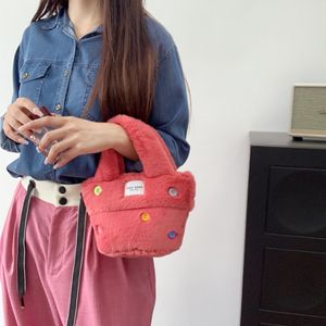 New Plush Backpack Imitation Rabbit Hair Small Tote Bag Button Handheld Design Cute Small Square Bag Children's Crossbody Watermelon Style