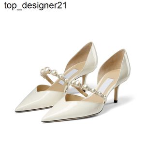 23ss Women Pumps Sandals London Italy Refined Pointed Pearl Ankle Strap White Patent Leather Designer Wedding Party Sandal womens Dress dress