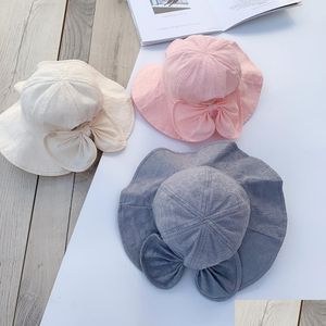 Caps Hüte A888 Frühling Sommer Baby Baumwolle Hüte Kinder Eimer Hut Jungen Mädchen Sonnenhut Bowknot Prinzessin Kinder Sun Caps Baby, Kinder Matern Dhwg1