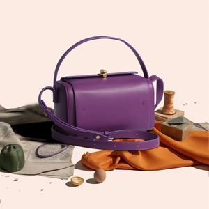 Evening Bags Luxury Purse And Handbags Lock Decoration Women Designer Boston Box Small Square Shoulder Crossbody Purple Pillow 231013