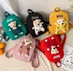Backpacks Personalized Toddler Backpack Plush Bear Preschool Bag Kids Custom Name for Boys Girls Cute Mini Childs 231013