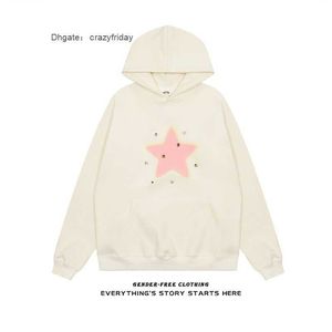 Jayihome Apricot Diamonds Star Print Lazy Hooded Sweatshirt Women's 2023 Early Autumn American Fashion Brand Hoodie