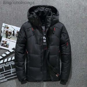 Mäns västar Vinter Mens White Duck Down Jacket Varm huva Tjock Slim Fit Puffer Jacka Coat Casual Högkvalitativ överrock Thermall231014