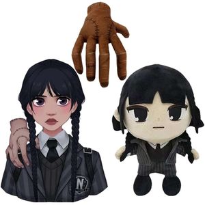 Maskottchenkostüme 25 cm Wednesday Addams Plüschtier The Thing Hand Addams Family Weiche gefüllte Puppenfigur Kissen Überraschungsgeschenk für Jungen Mädchen