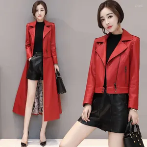 Women's Trench Coats One Dress Two Wear Leather Large Size 2023 Spring And Autumn Jacket Long Over The Knee Coat