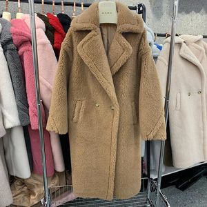 Women's Wool Blend's Winter Thick Warm Teddy Coats Real Long Lady Luxury Outerwear Natural Fur S7480A 231013