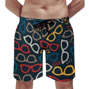 Men's Shorts Colorful Glasses Print Board Smart Eyeglasses Retro Beach Pattern Sports Surf Quick Drying Swimming Trunks Gift