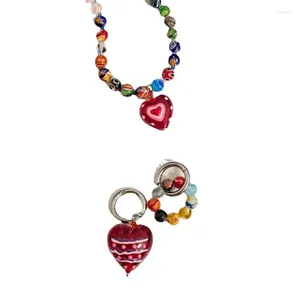 Choker Korean Version Of The Year Christmas Wind Colored Glass Love Beaded Necklace Female Sweet And Lovely Colorfast Clavicle.