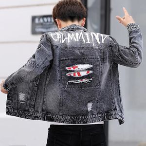 Men's Down Parkas Denim Jacket Korean Trend Slim Spring and Autumn Beggar Hole Clothes Handsome 231013