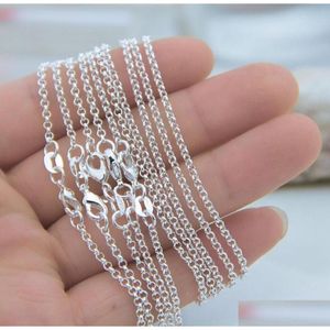 Chains Whole 100Pcs Lot Solid 925 Sterling Sier O Link Chains Necklaces For Jewelry Charms Pendants 16 18 20 22 24 26 28 30 8 Sizes894 Dhhtq
