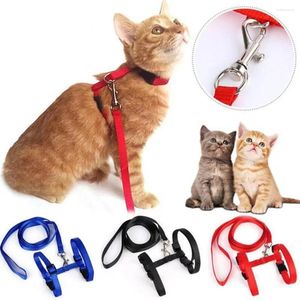 Coleiras de cachorro gato corda cabo de segurança filhote de cachorro tração trela gatinho pet nylon arnês colar cinto ajustável