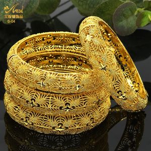 Bangle ANIID Dubai 24K Gold Plated Bracelets For Women Luxury Jewelry Designers Indian Bangles African Arabic Wholesale Wedding Bridal 231013