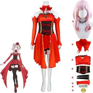 Cosplay anime takt op destino unmei peruca cosplay mulher sexy vestido vermelho adereços halloween palco desempenho role play disfarce terno