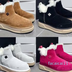 Stivali pullover in pelle scamosciata invernale moda donna di design Fodera in lana super lusso Suola in gomma Stivali da neve casual da uomo Scarpe da sci da esterno