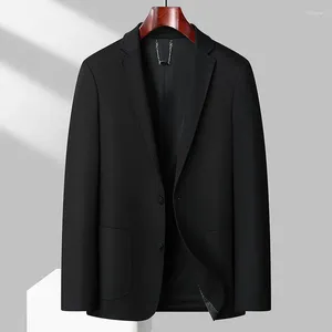 Мужские костюмы 2023, осень-зима, мужской пиджак, черный деловой повседневный однобортный пиджак, модные мужские пальто в корейском стиле