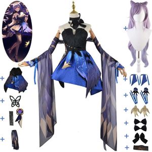 Cosplay Anime Gioco Genshin Impact Keqing Kequeen Costume Cosplay Parrucca Liyue Qixing Opulento Splendore Vestito Sexy Halloween Gioco di Ruolo Vestito