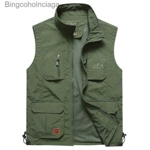 Men's Vests FGKKS Men Mesh Vest lti Pocket Quick Dry Sleeveless Jacket Reporter Loose Outdoor Casual Thin Fishing Vests WaistcoatL2310284