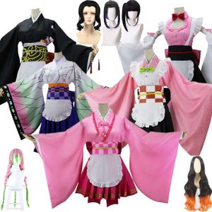 Cosplay Kamado Nezuko Kanroji Mitsuri Kibutsuji Muzan Cosplay Costume Anime Demon Slayer Kimetsu No Yaiba Kisatsutai Wig Sexy Maid Suit