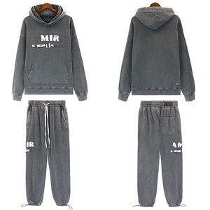 Designer's new matching high street wash to make old hoodie men's and women's retro sweatpants trend tracksuitS-XL