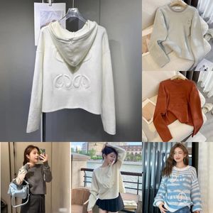 Designer da donna loewees Maglioni Felpa in maglia girocollo Cardigan a maniche lunghe Felpa con cappuccio ricamo Abbigliamento Casual Autunno inverno Top caldi abiti larghi