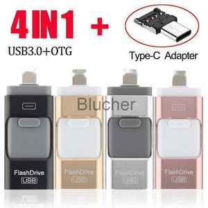 Hafıza Kartları USB Stick Bellek Kartları USB Stick USB Flash Drive 128GB 256GB Bellek Çubuğu İPhone 4in1 Fotoğraf Çubuğu USB30 Başparmak Sürücü Uyumlu Iphon