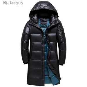 Men's Down Parkas 2023 New Winter Men's Down Jacket Long Thicken Warm 90% White Duck Down Coat Men Winter Puffer Jacket Hooded Parka Black OutwearL231014