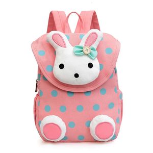 Rucksäcke Kinder 2023 Mode Cartoon süße Kaninchenmädchen Kindergarten Schoolbags Leinwand gedruckt Dot Kids Bag 231013
