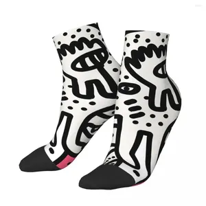 Herrensocken Happy Ankle Cool Funk Colored Ghost Street Art Graffiti Harajuku Seamless Crew Socke Geschenkmuster gedruckt