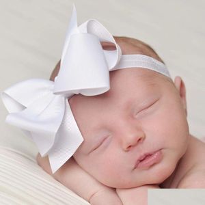 Hair Accessories 4.7 Inch Newborn Girls Bow Headband Grosgrain Ribbon Elastic Hair Bands For Kids Younger Accessories Hair Products Ha Dhmsk