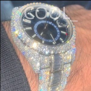 Luxury Moissanite Diamond Watch mrożone na zewnątrz designer męski zegarek dla mężczyzn zegarek wysokiej jakości automatyczny ruch Montre zegarki Orologio. Montre de Luxe i14