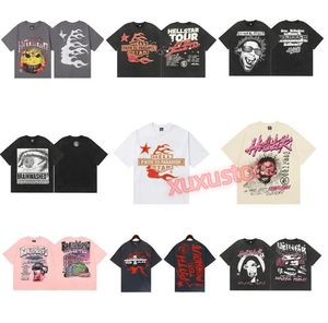 Verão Homens Mulheres Hellstar Camiseta Rapper Lavagem Cinza Pesado Artesanato Unissex Manga Curta Top High Street Moda Retro Masculino T-shirt EUA Tamanho S-XL kj7