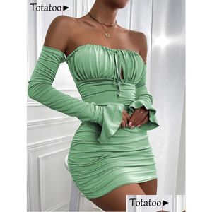 Urban Sexy Dresses Slim Fit Dress Off Shoder Long Handle Womens Wear Autumn 2023 Party Lady Lady Casual Hip Wrap kjol Drop Delive Dhjld