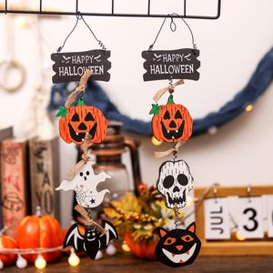 Novas decorações de halloween nova porta de madeira pendurado abóbora fantasma pendurado pingente criativo atacado