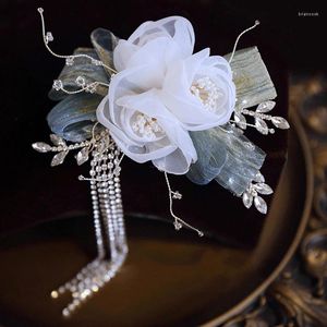 Fermagli per capelli Gioielli da sposa Fiore Copricapo floreale Forcina per spose Donna Strass in cristallo Pin Clip Accessori da sposa