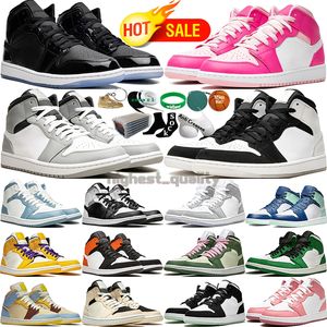 Mit Box Mid Basketballschuhe für Männer Frauen Space Jam Light Smoke Grey Fog Wolf Aluminium Diamond Fierce Pink Quartz Dutch Green Herren Damen Trainer Sport Sneakers