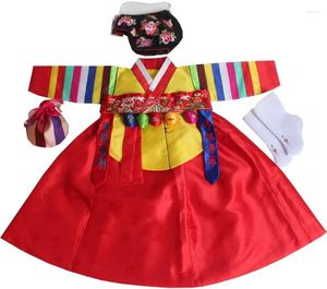 Etniska kläder Koreanska traditionella importerade tygflickor Hanbok Baby Costume Dress 1st Birthday Present