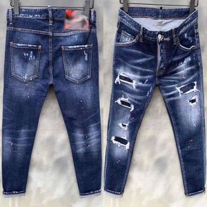 Jeans Herren Denim Jeans blau schwarz zerrissene Hose beste Version dünn gebrochen Italien Stil Fahrrad Motorrad Rock JeansSML